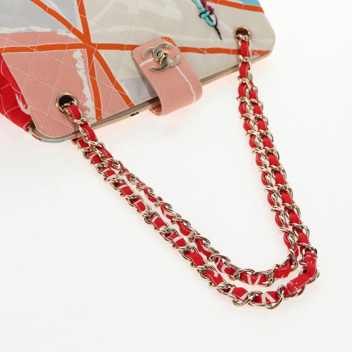 CHANEL Matelasse Chain Shoulder Bag Canvas Pink Gold CC Auth 128939SAM