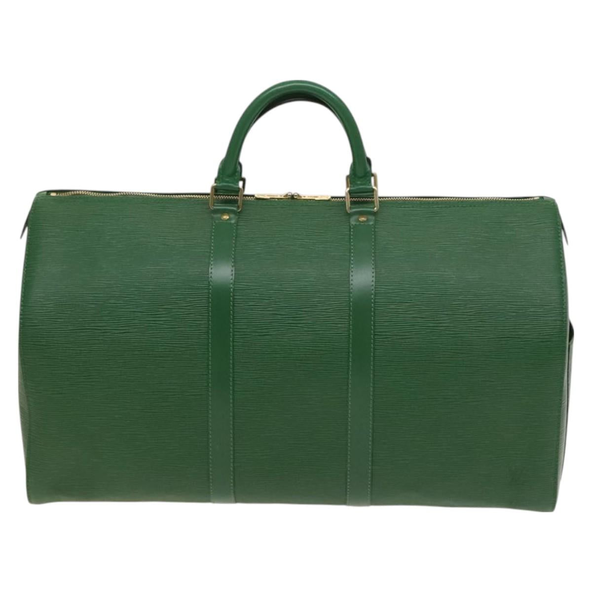 LOUIS VUITTON Epi Keepall 50 Boston Bag Green M42964 LV Auth 128963