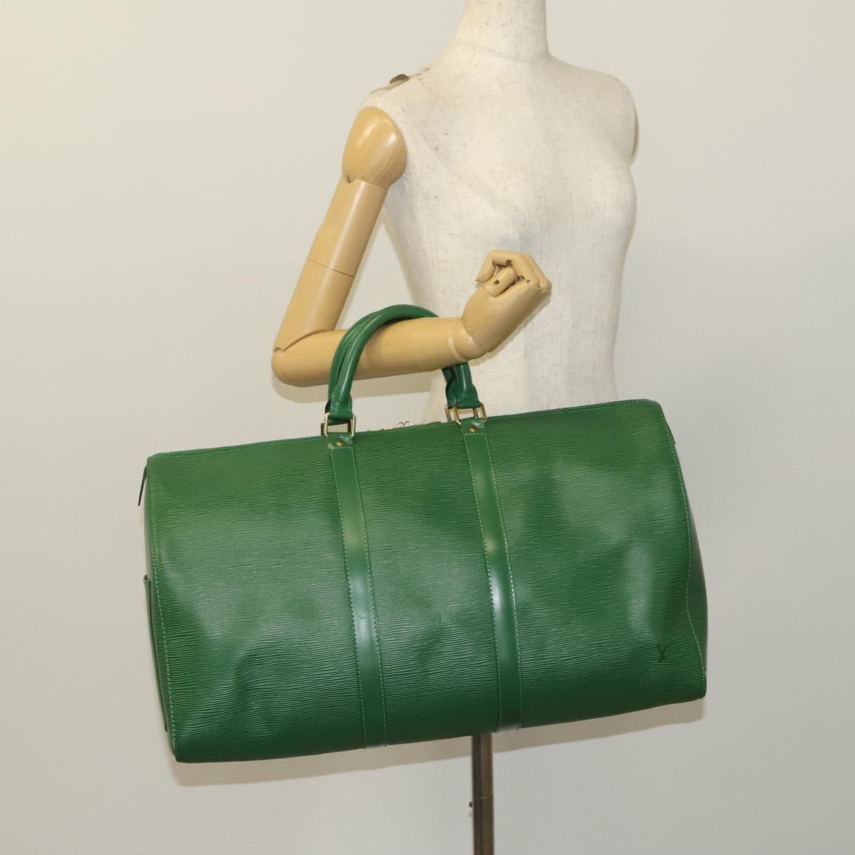 LOUIS VUITTON Epi Keepall 50 Boston Bag Green M42964 LV Auth 128963