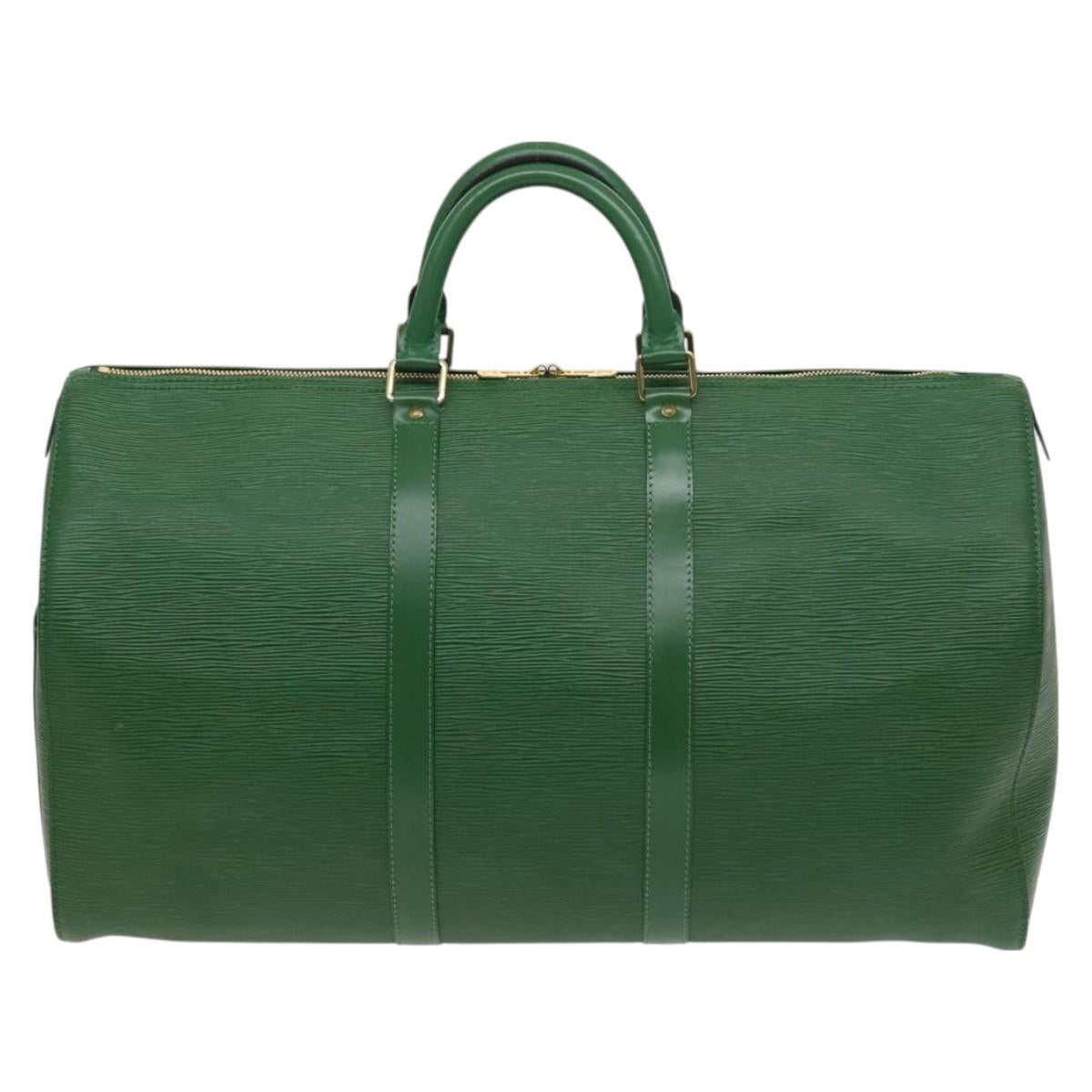 LOUIS VUITTON Epi Keepall 50 Boston Bag Green M42964 LV Auth 128963