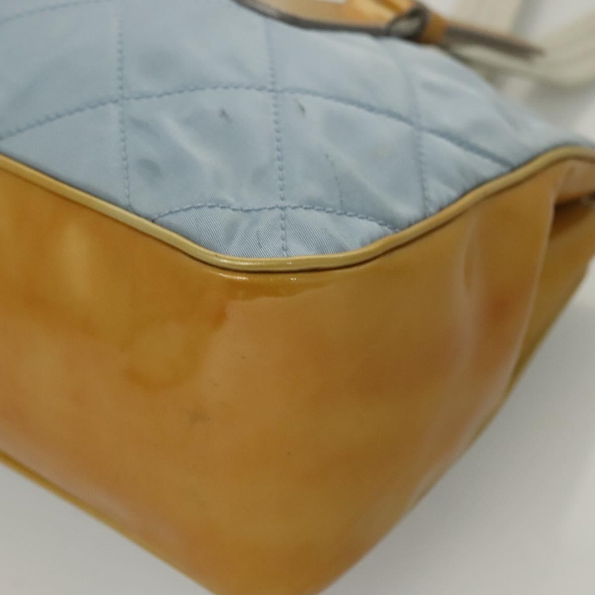 PRADA Shoulder Bag Nylon Enamel Light Blue Silver Auth 128965