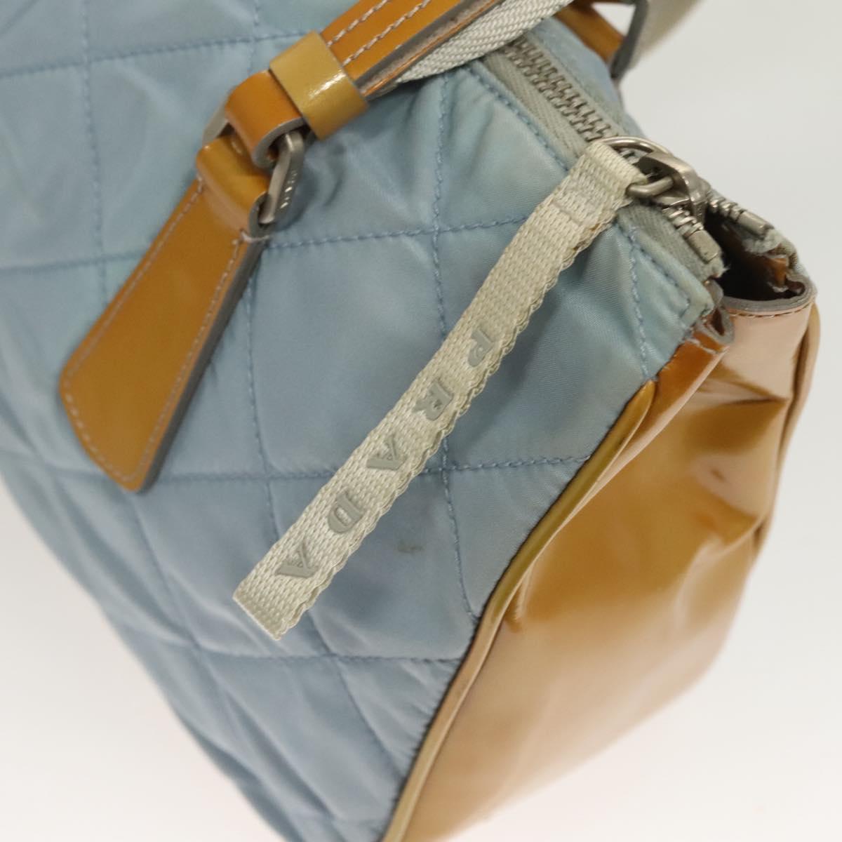 PRADA Shoulder Bag Nylon Enamel Light Blue Silver Auth 128965