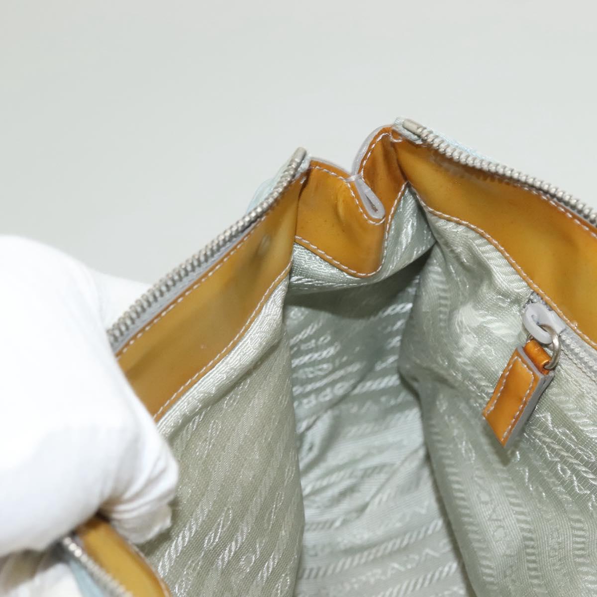 PRADA Shoulder Bag Nylon Enamel Light Blue Silver Auth 128965