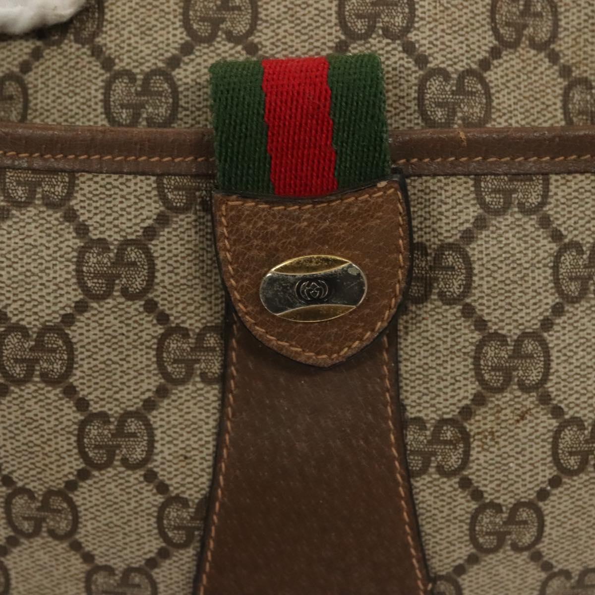 GUCCI GG Supreme Web Sherry Line Bag PVC Beige Gold 89 02 032 Auth 128996