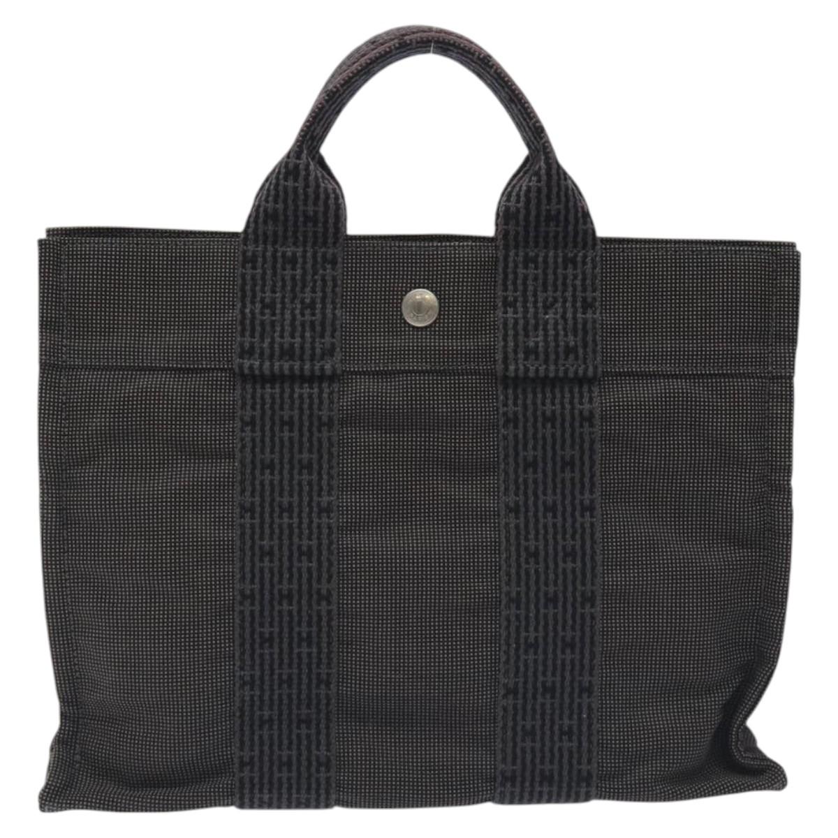 HERMES Her Line PM Backpack Canvas Gray Silver Auth 129003