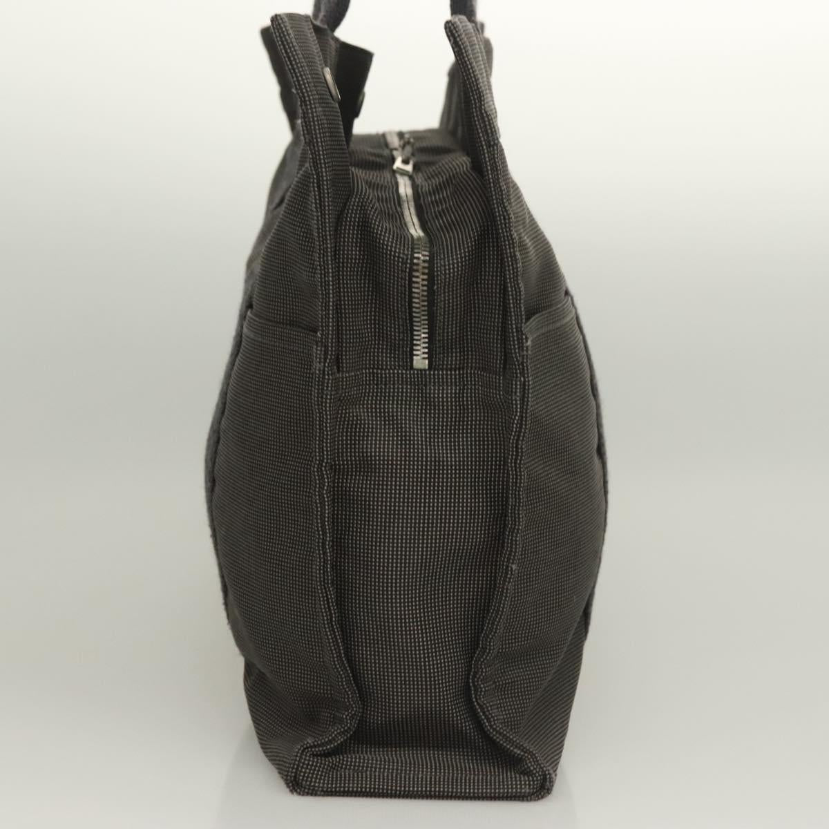 HERMES Her Line MM Hand Bag Canvas Gray Auth 129004