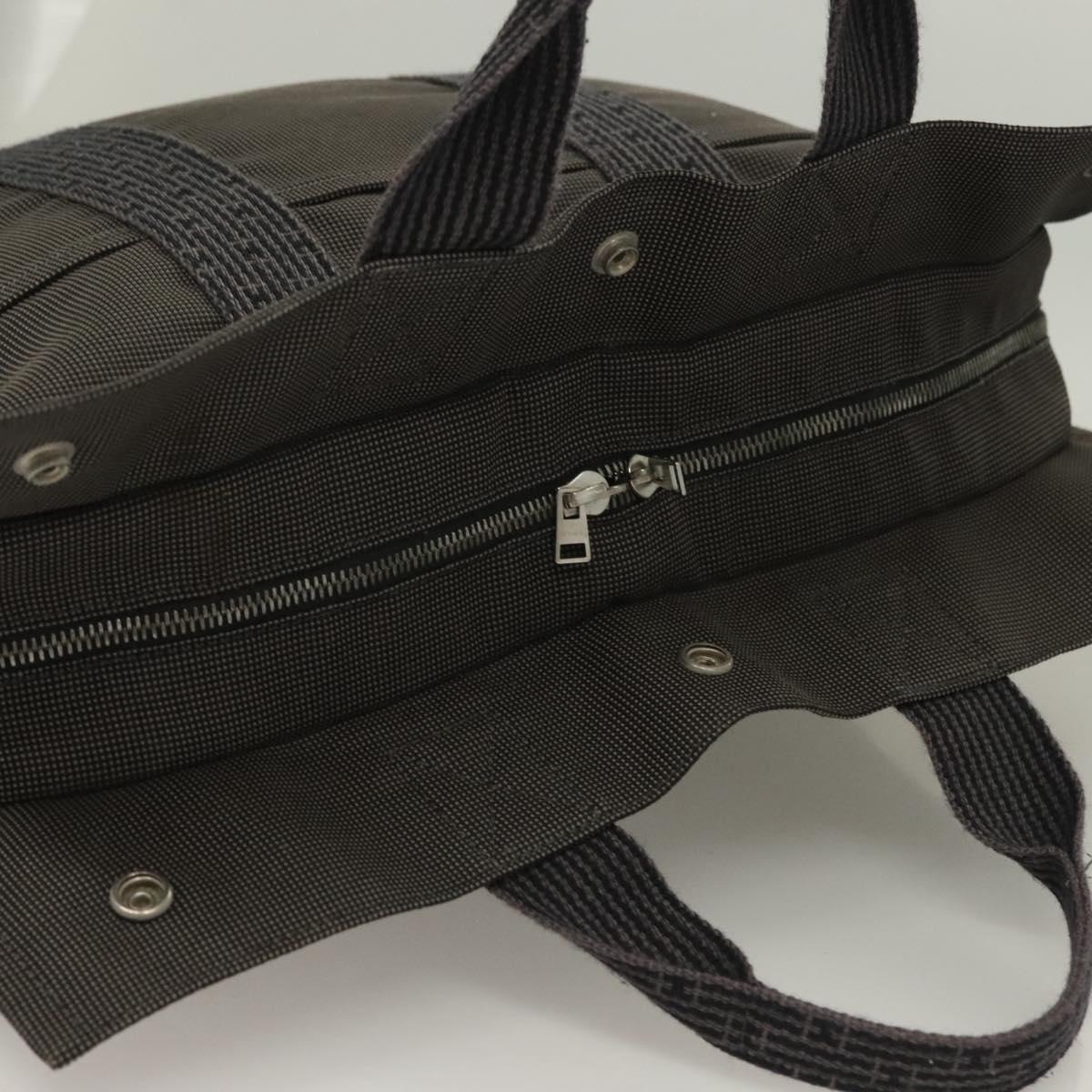 HERMES Her Line MM Hand Bag Canvas Gray Auth 129004