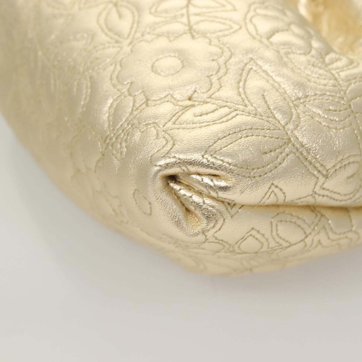 BALLY Shoulder Bag Leather Champagne Gold Auth 129006