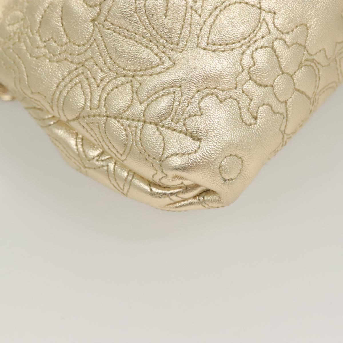 BALLY Shoulder Bag Leather Champagne Gold Auth 129006