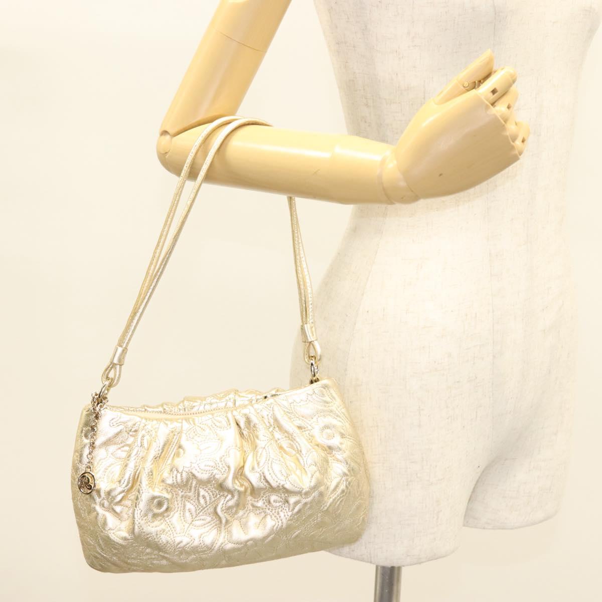 BALLY Shoulder Bag Leather Champagne Gold Auth 129006
