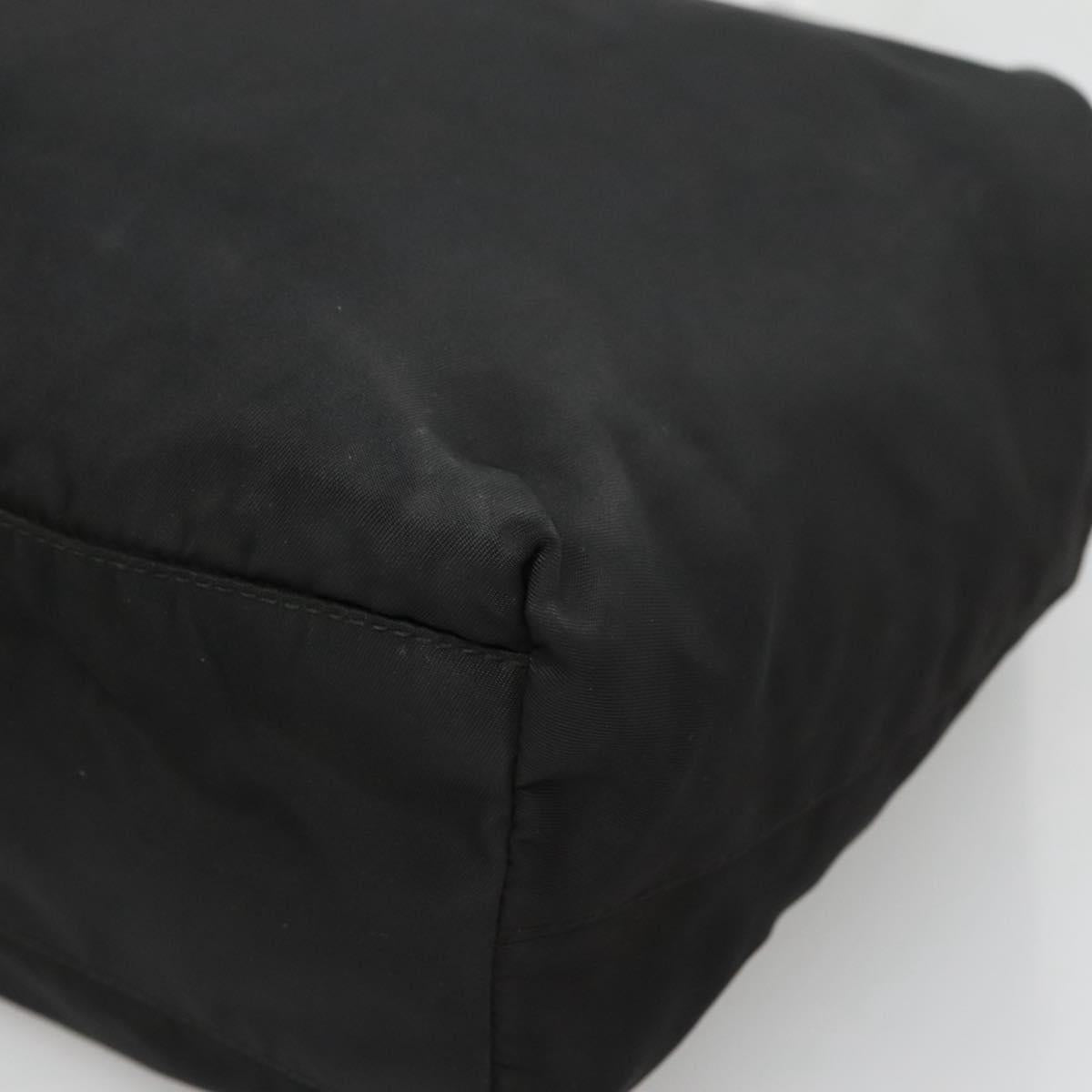 PRADA Hand Bag Nylon Plastic Black Silver Auth 129008