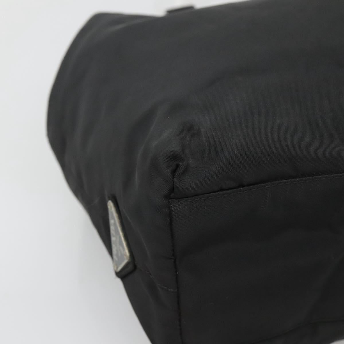 PRADA Hand Bag Nylon Plastic Black Silver Auth 129008
