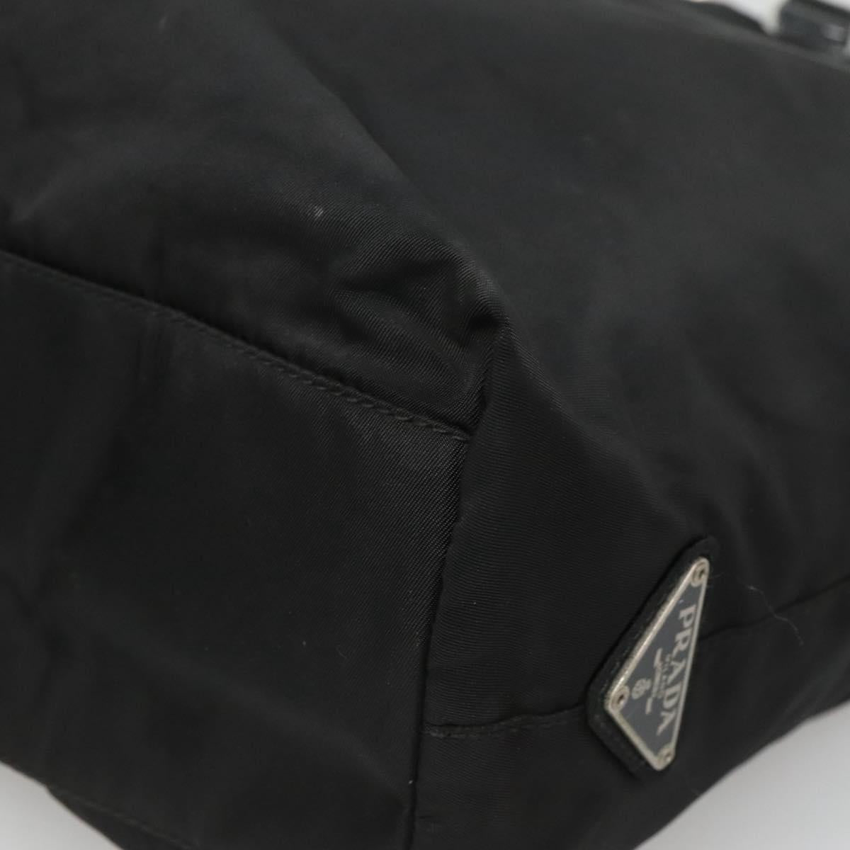 PRADA Hand Bag Nylon Plastic Black Silver Auth 129008