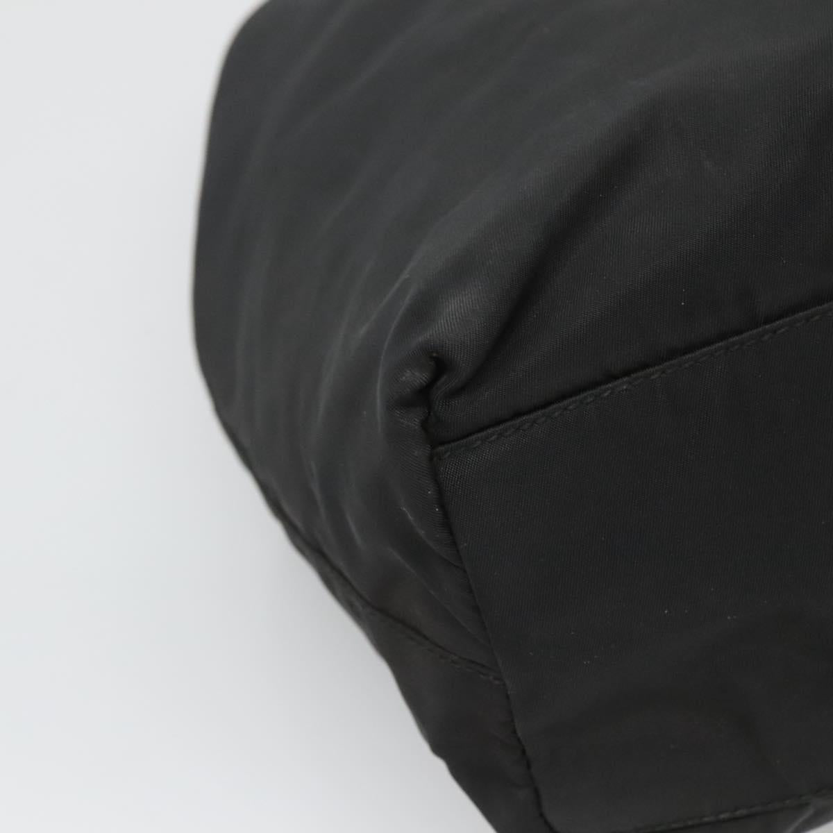 PRADA Hand Bag Nylon Plastic Black Silver Auth 129008