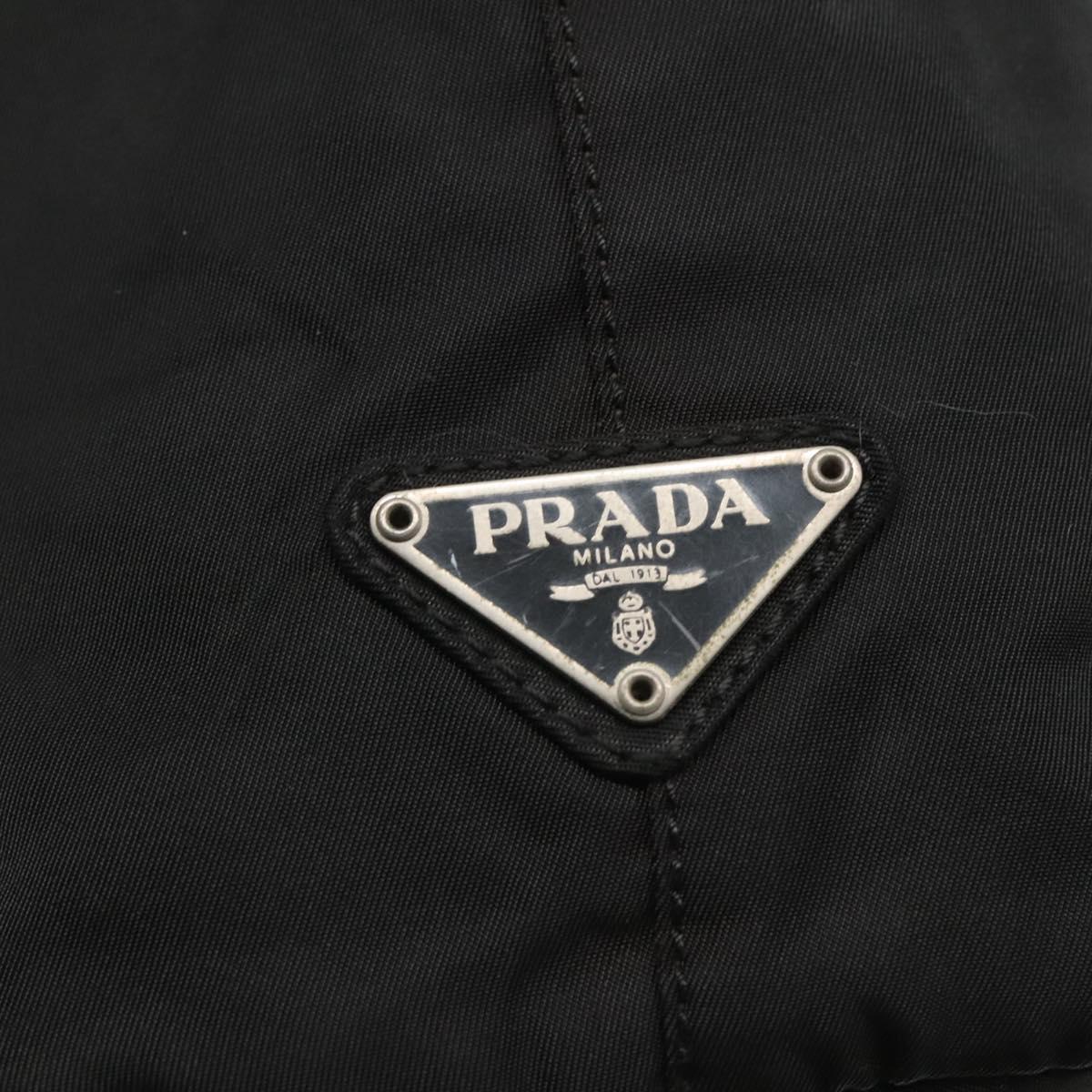 PRADA Hand Bag Nylon Plastic Black Silver Auth 129008