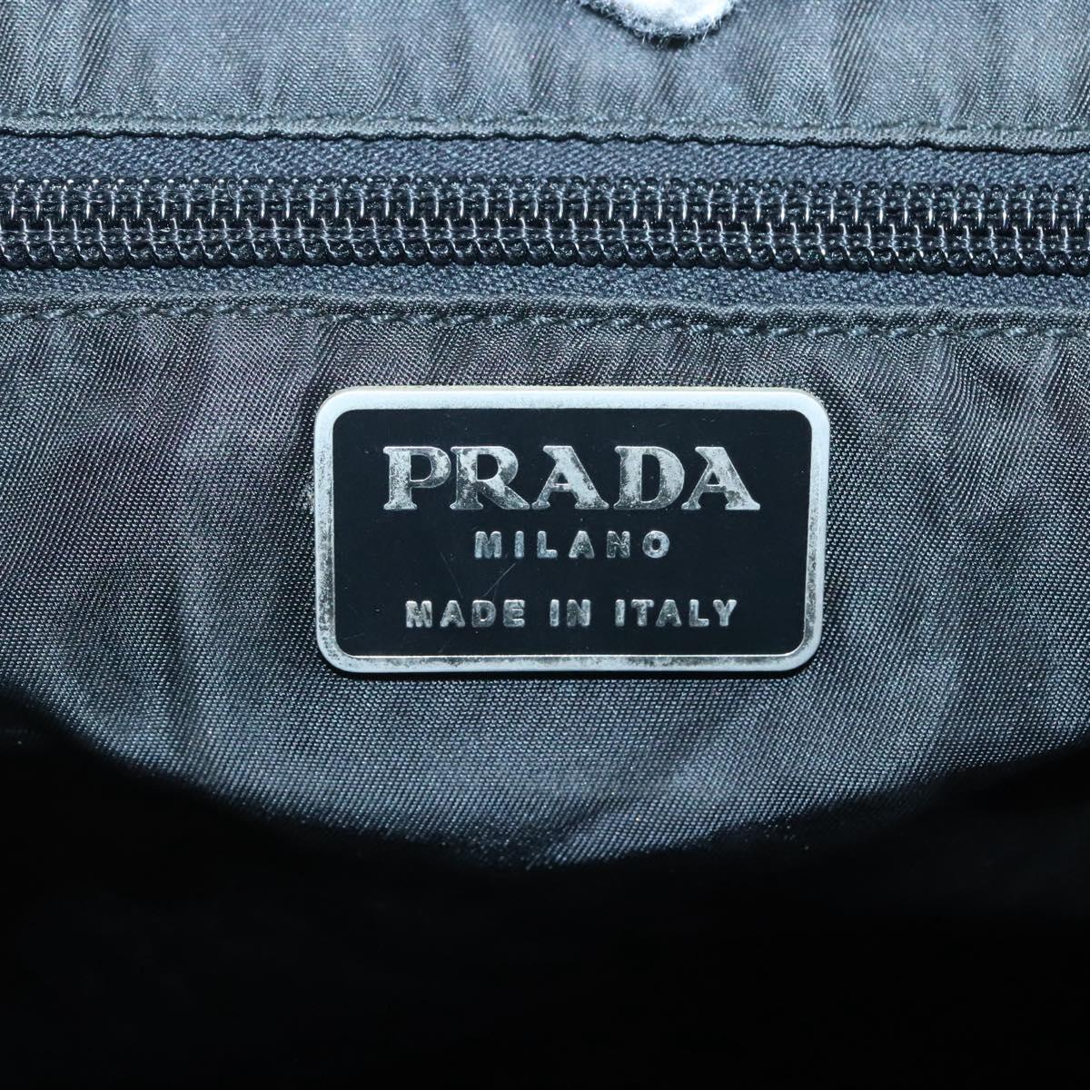 PRADA Hand Bag Nylon Plastic Black Silver Auth 129008