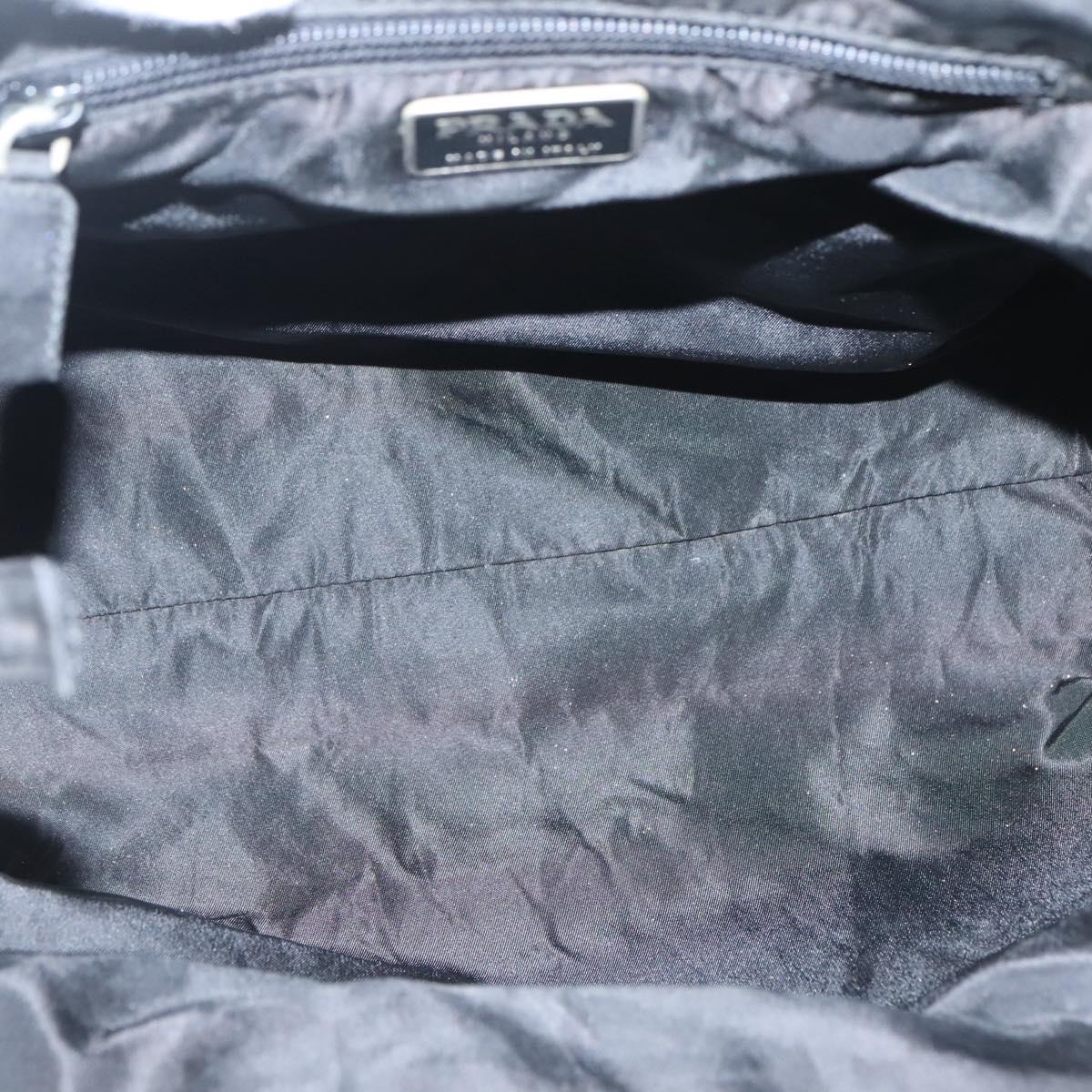 PRADA Hand Bag Nylon Plastic Black Silver Auth 129008