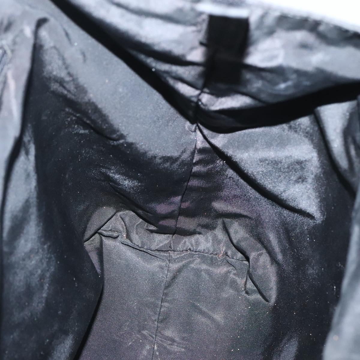 PRADA Hand Bag Nylon Plastic Black Silver Auth 129008