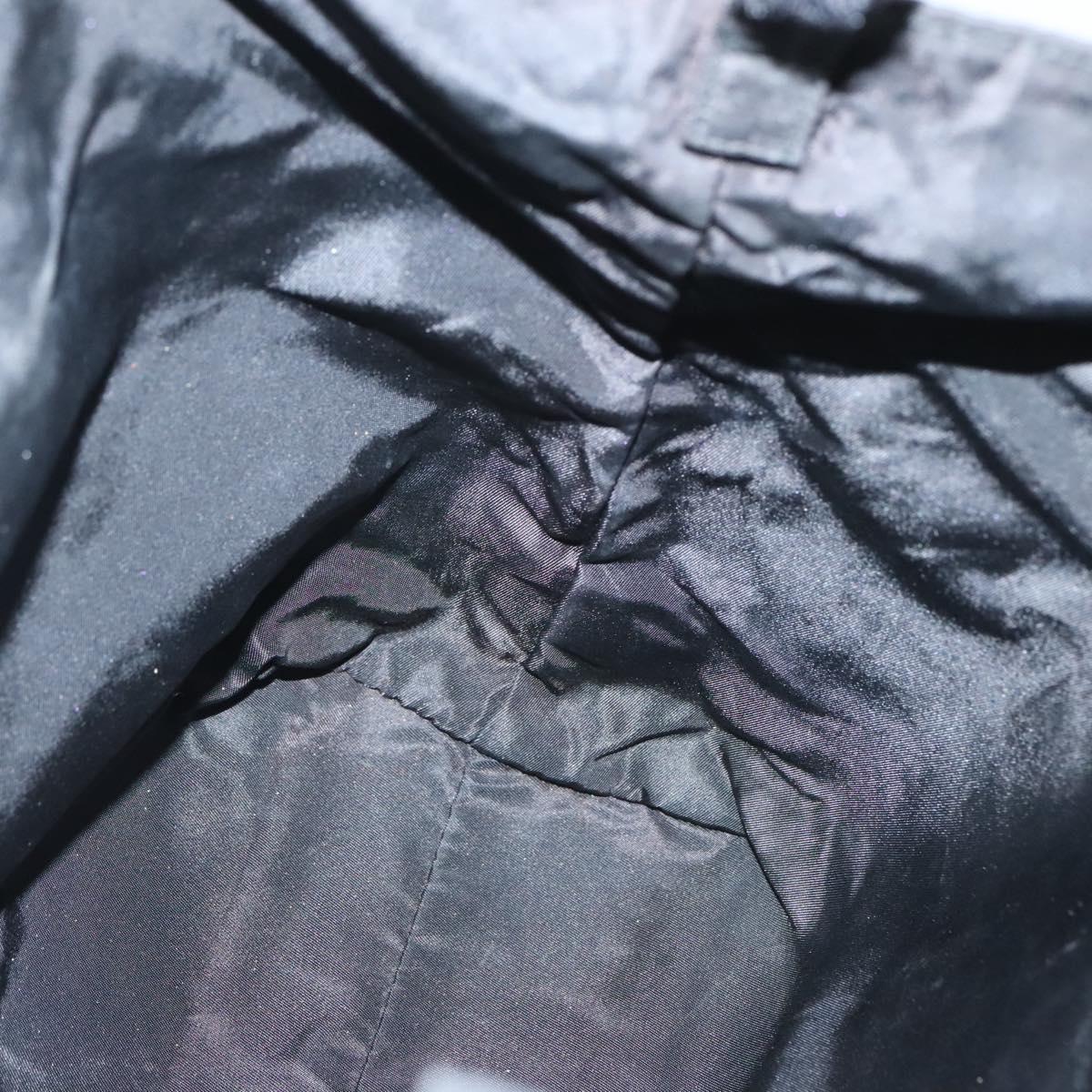 PRADA Hand Bag Nylon Plastic Black Silver Auth 129008