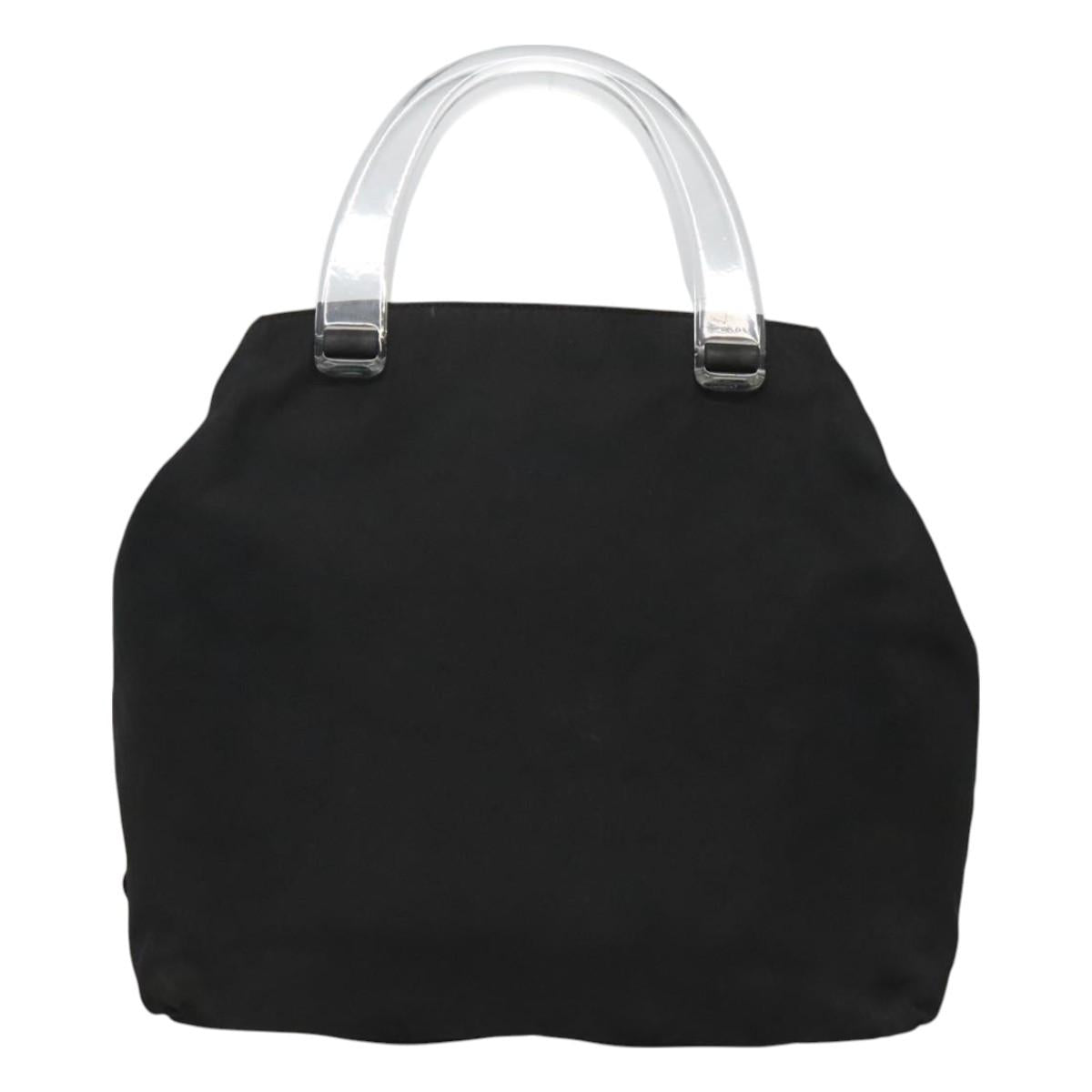 PRADA Hand Bag Nylon Plastic Black Silver Auth 129008