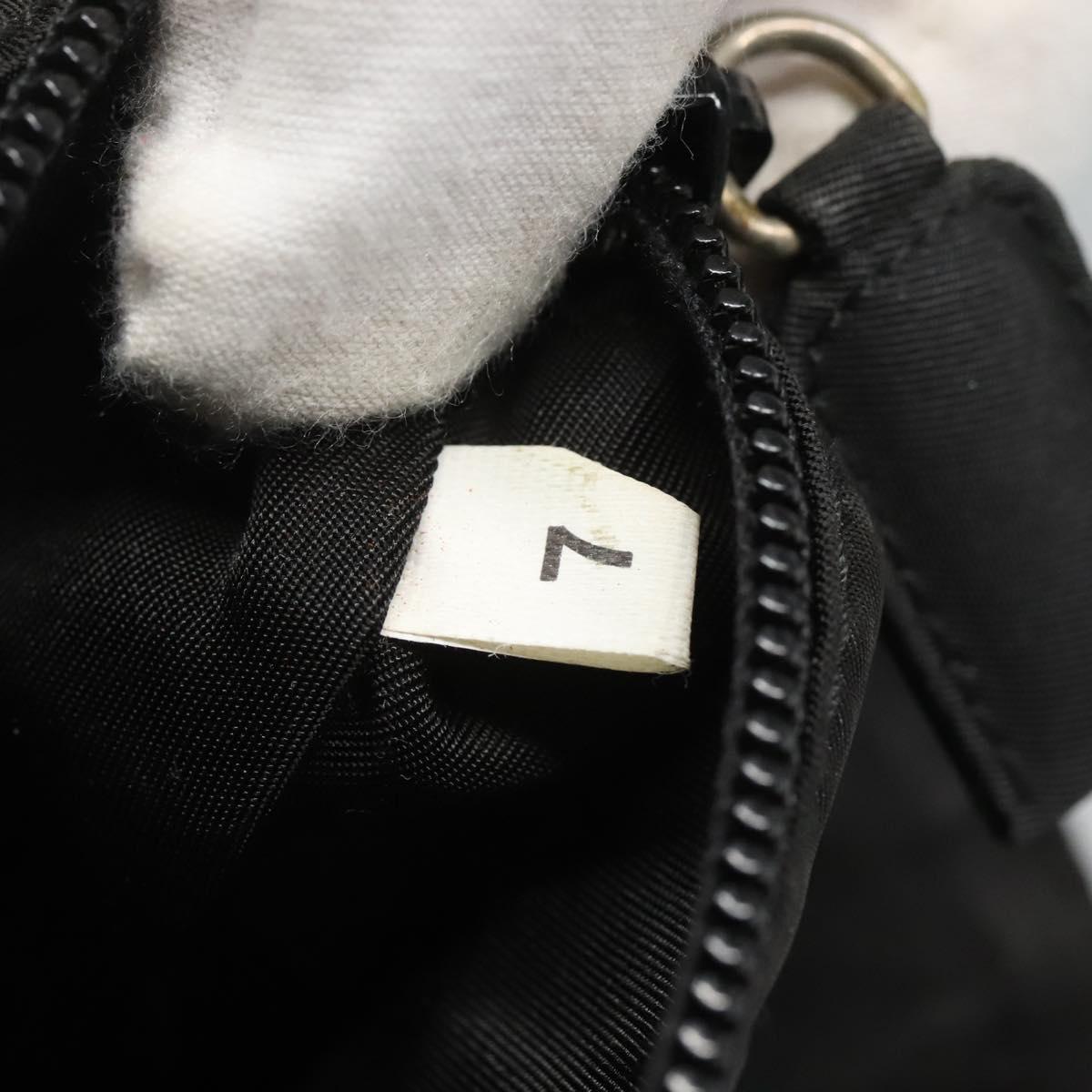 PRADA Hand Bag Nylon Plastic Black Silver Auth 129008