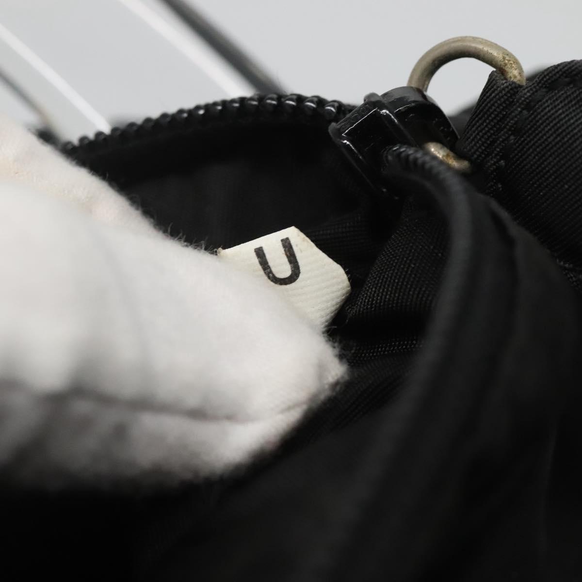 PRADA Hand Bag Nylon Plastic Black Silver Auth 129008