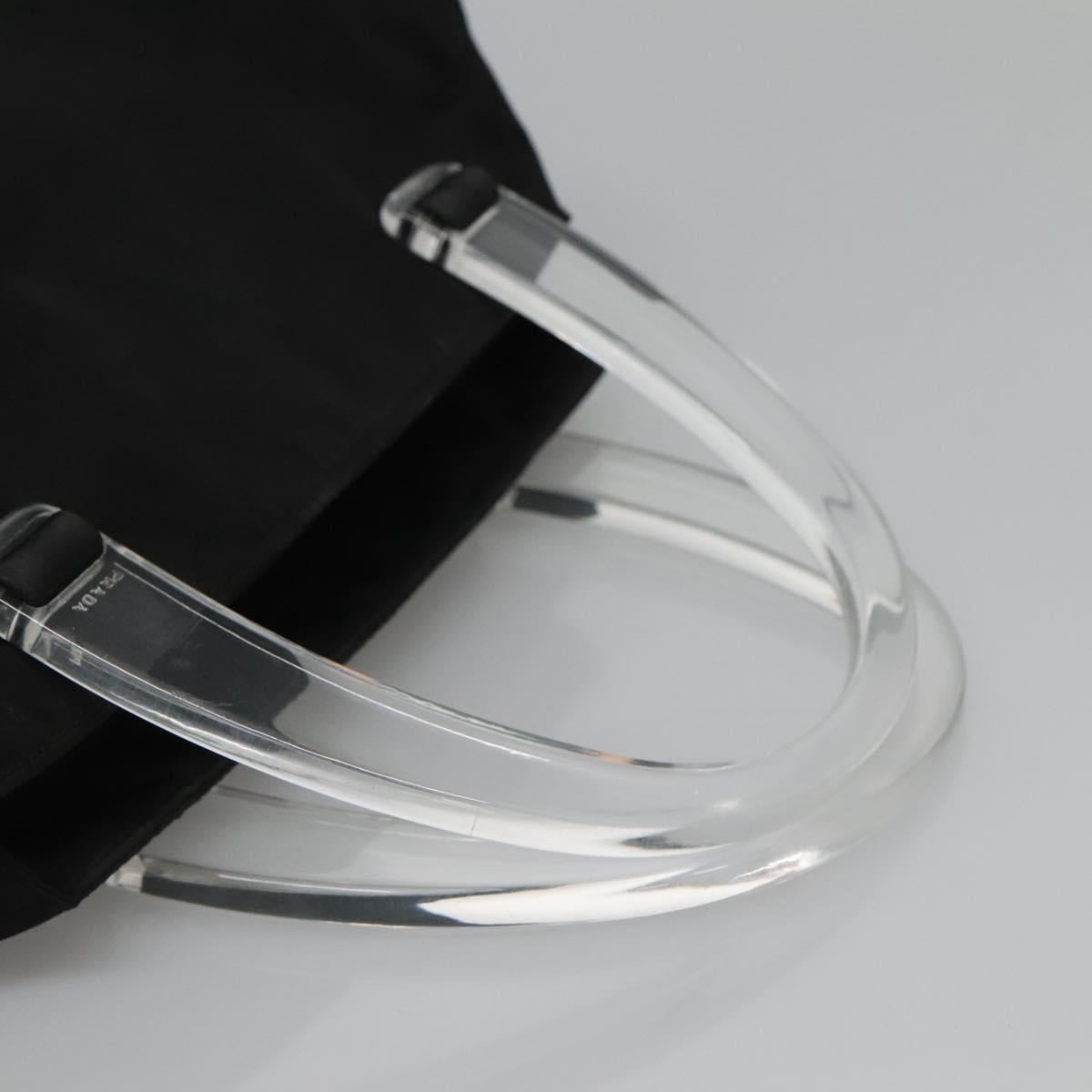 PRADA Hand Bag Nylon Plastic Black Silver Auth 129008