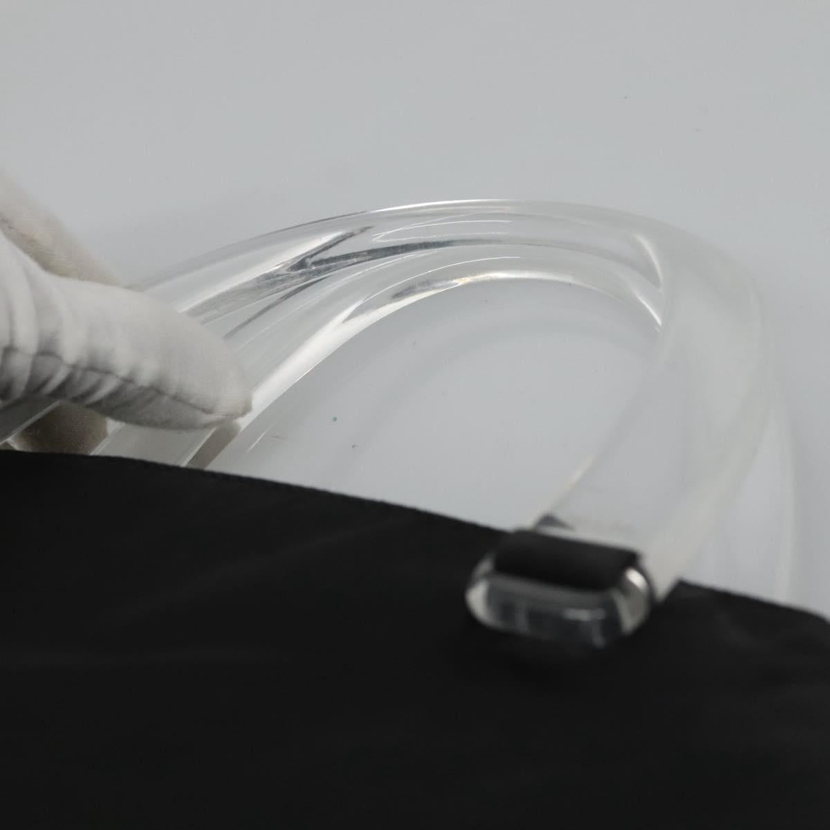 PRADA Hand Bag Nylon Plastic Black Silver Auth 129008