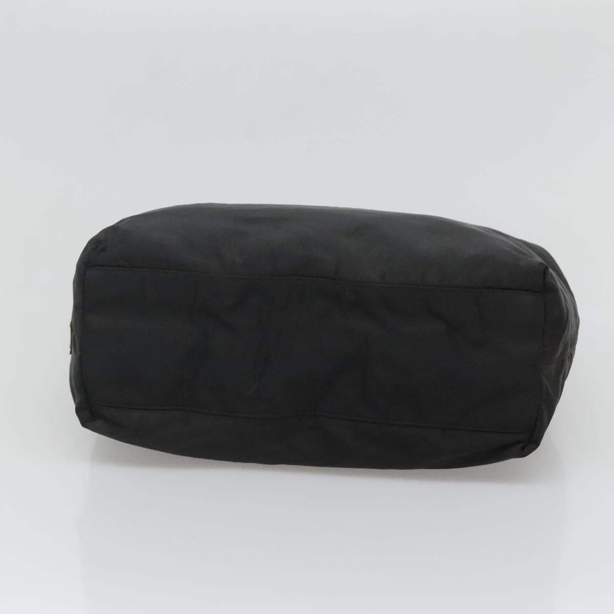 PRADA Hand Bag Nylon Plastic Black Silver Auth 129008