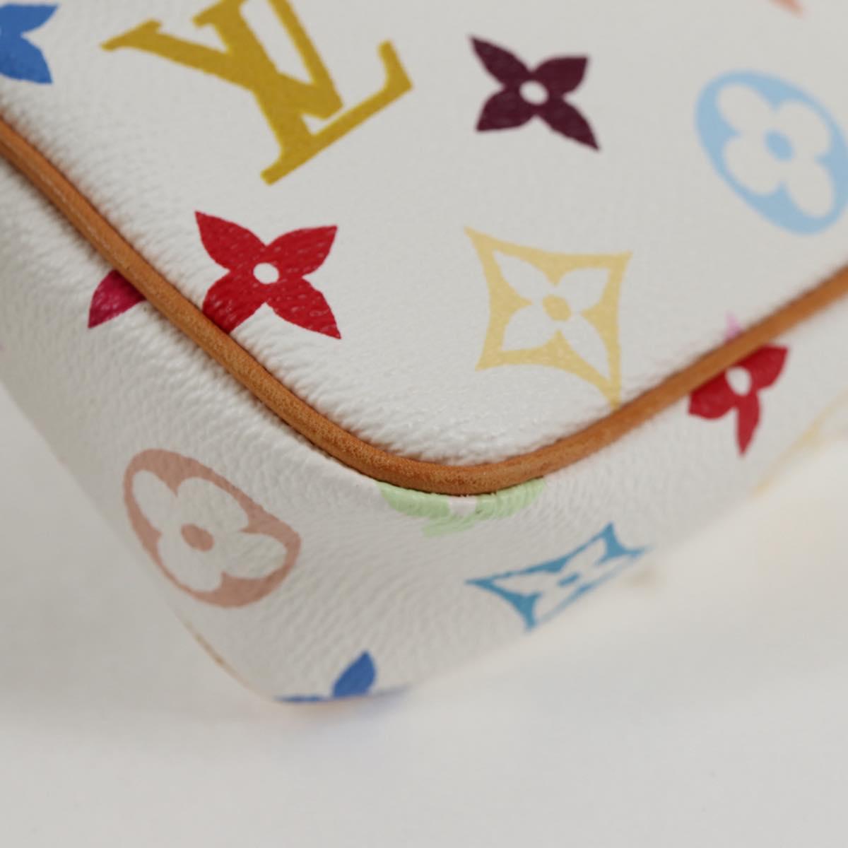 LOUIS VUITTON Multicolor Pochette Accessoires Pouch White M92649 LV Auth 129011V