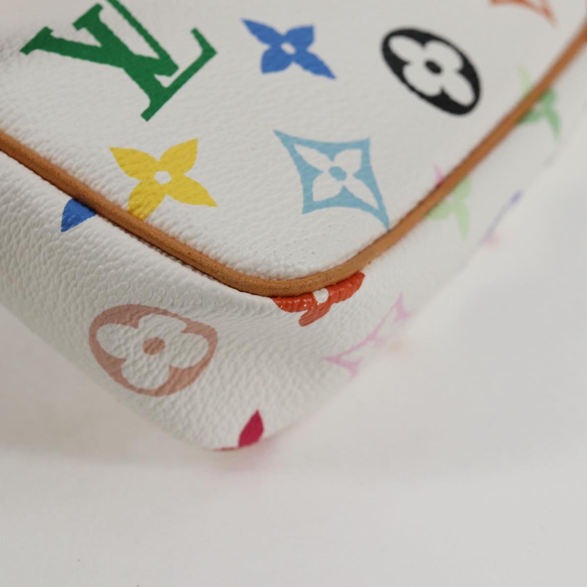 LOUIS VUITTON Multicolor Pochette Accessoires Pouch White M92649 LV Auth 129011V