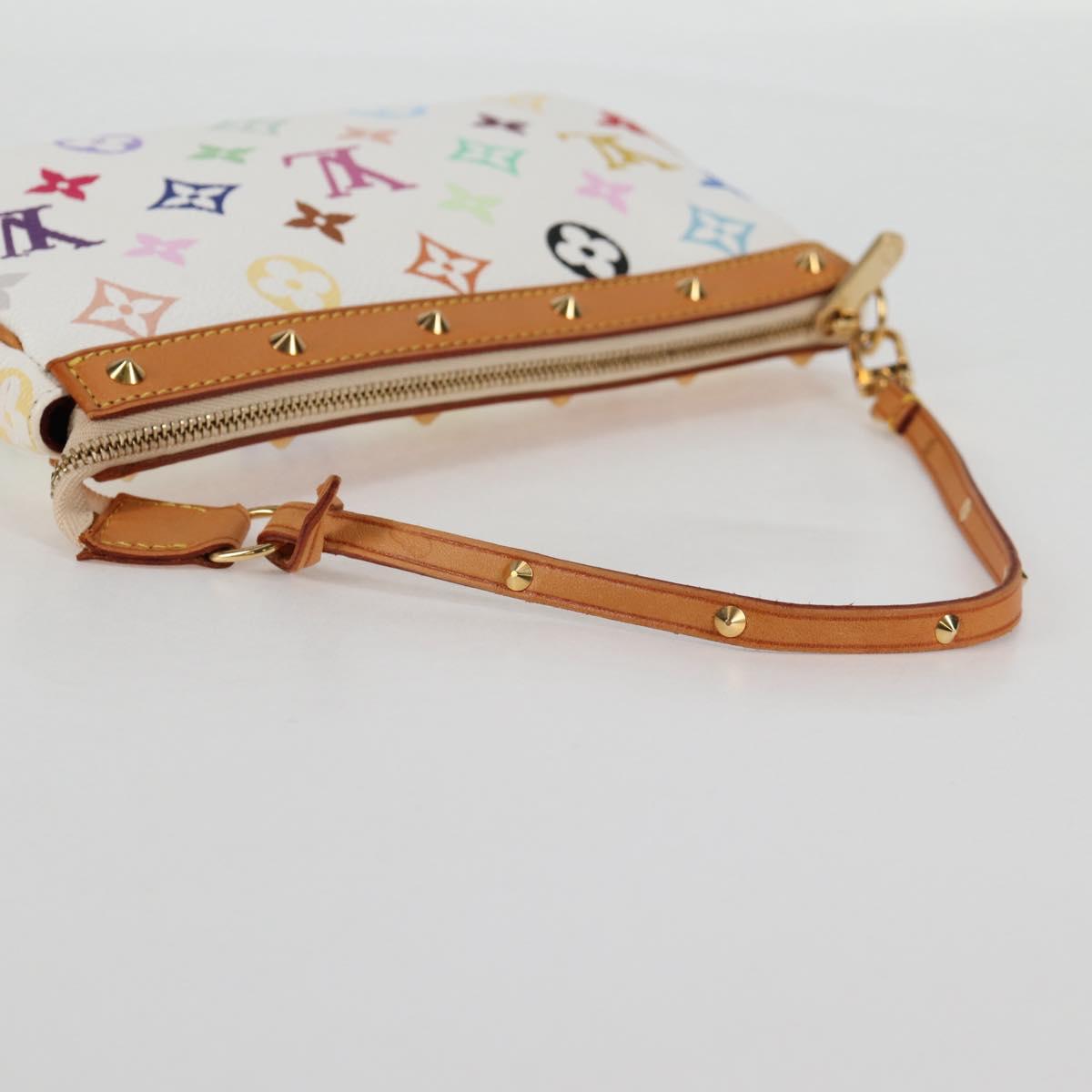 LOUIS VUITTON Multicolor Pochette Accessoires Pouch White M92649 LV Auth 129011V