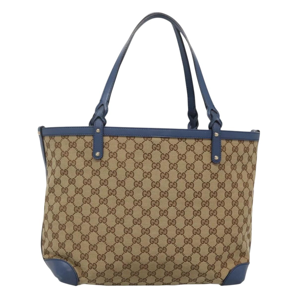 GUCCI GG Canvas Tote Bag Beige Gold 247209 Auth 129064