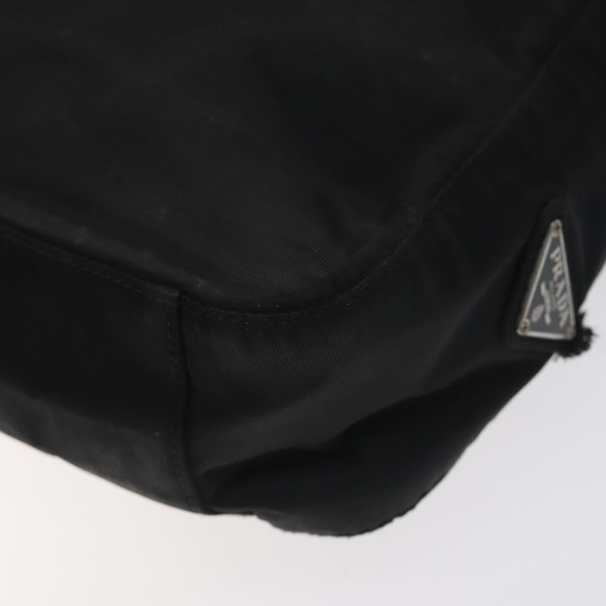 PRADA Shoulder Bag Nylon Black Silver Auth 129067