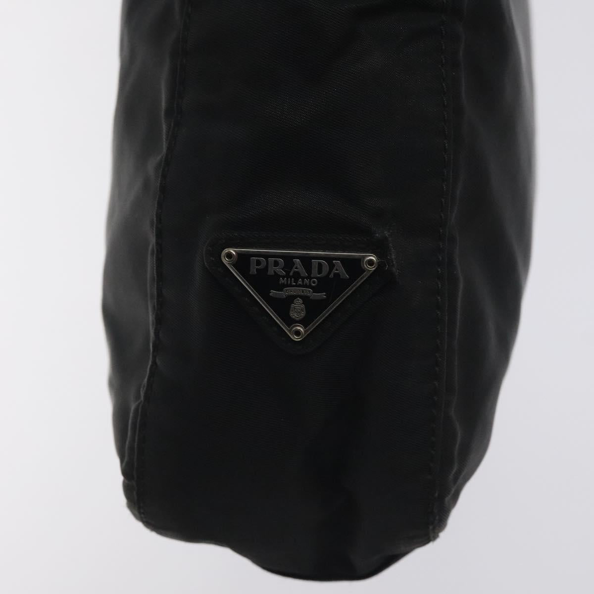 PRADA Shoulder Bag Nylon Black Silver Auth 129067
