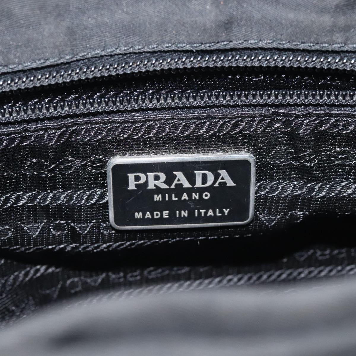 PRADA Shoulder Bag Nylon Black Silver Auth 129067
