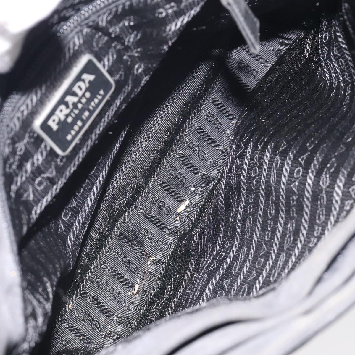 PRADA Shoulder Bag Nylon Black Silver Auth 129067
