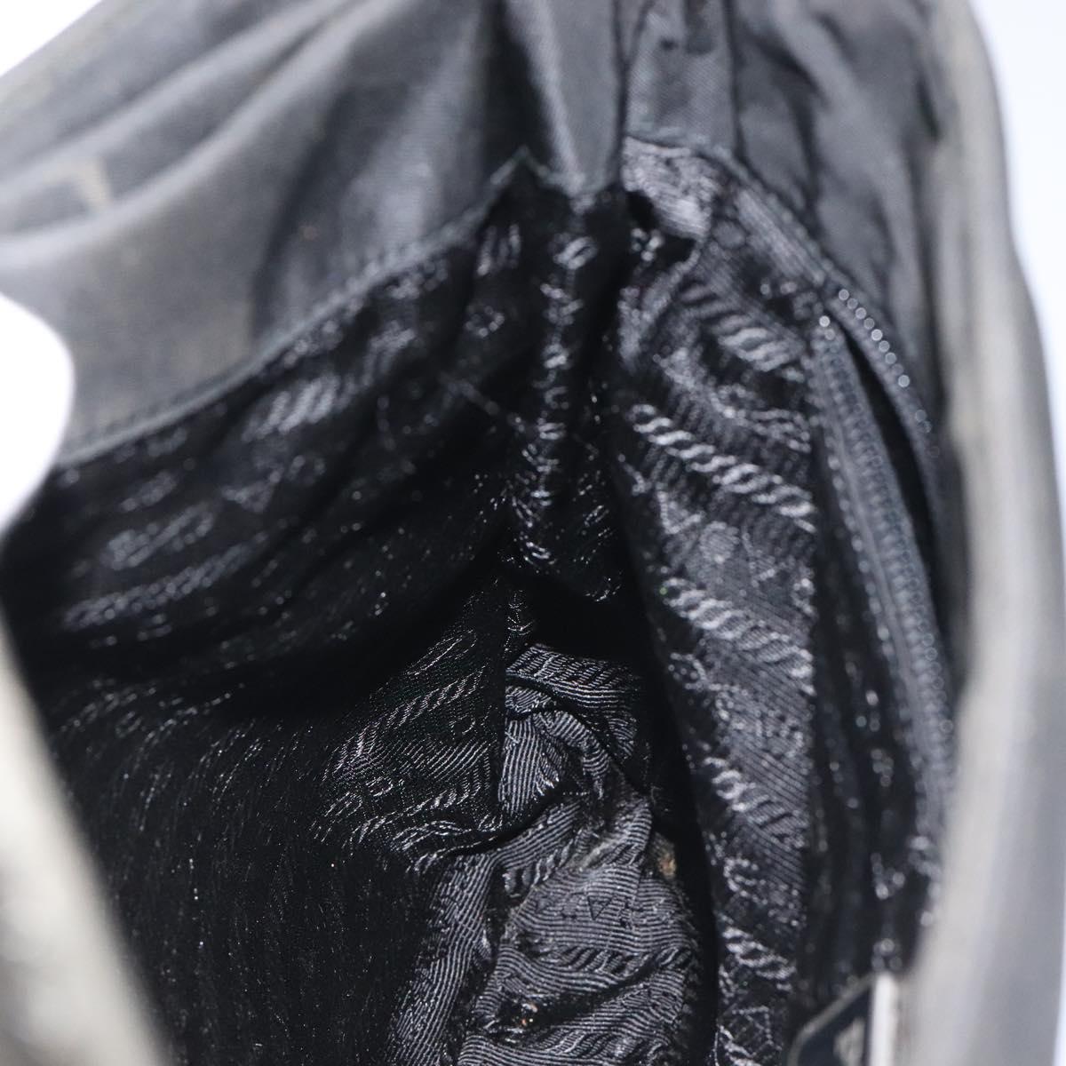 PRADA Shoulder Bag Nylon Black Silver Auth 129067