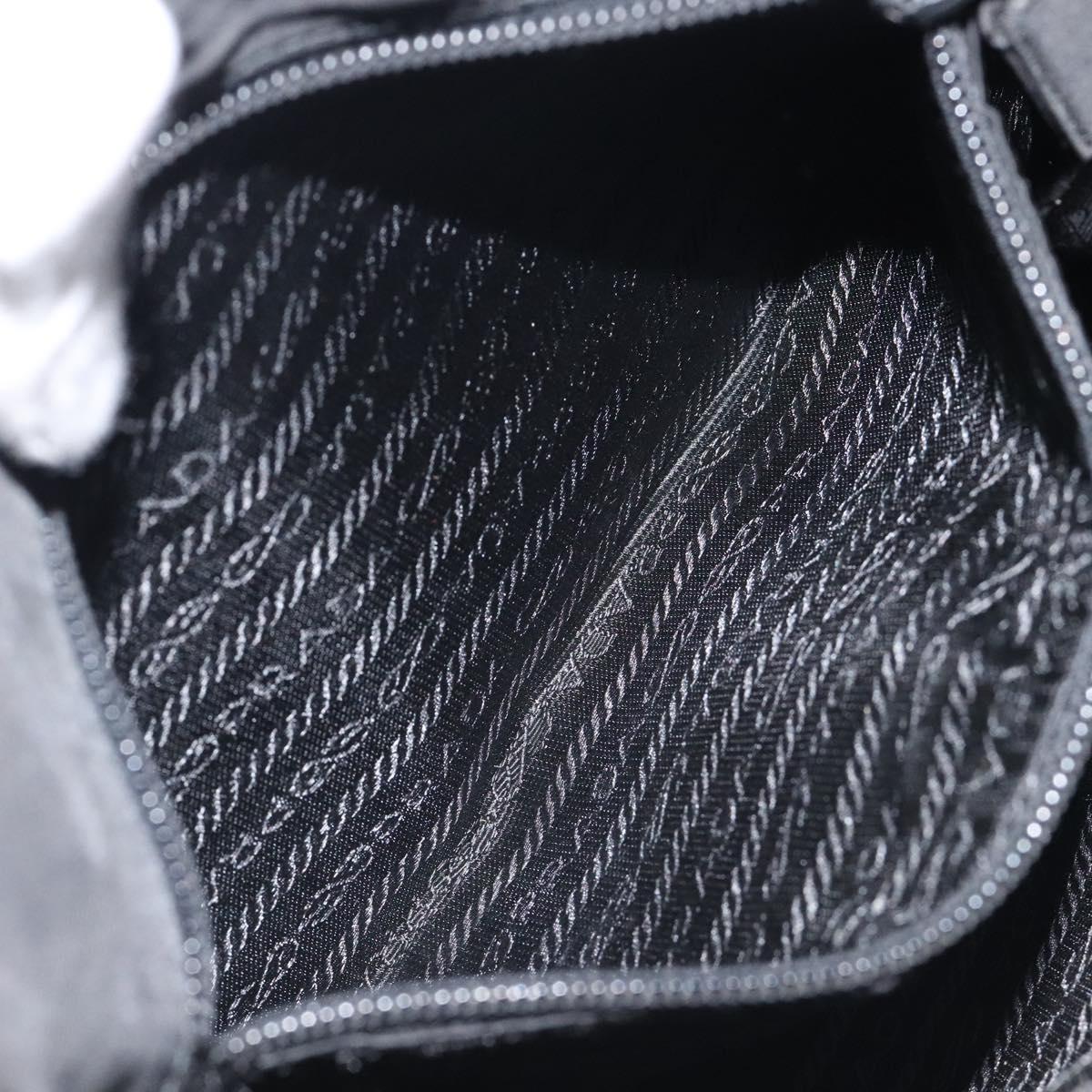 PRADA Shoulder Bag Nylon Black Silver Auth 129067