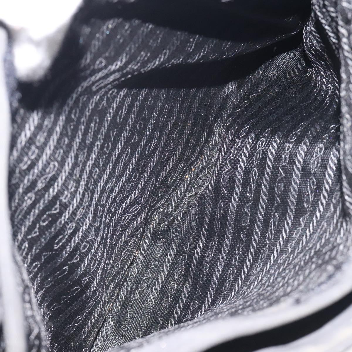 PRADA Shoulder Bag Nylon Black Silver Auth 129067