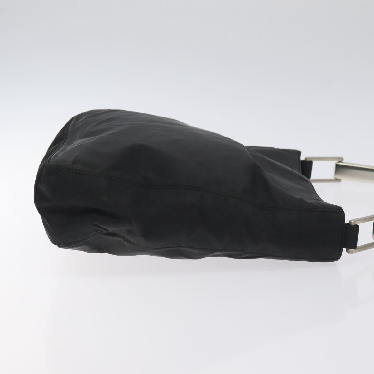 PRADA Shoulder Bag Nylon Black Silver Auth 129067