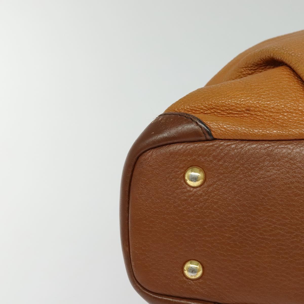 MCM Hand Bag Leather 2way Brown Gold Auth 129082