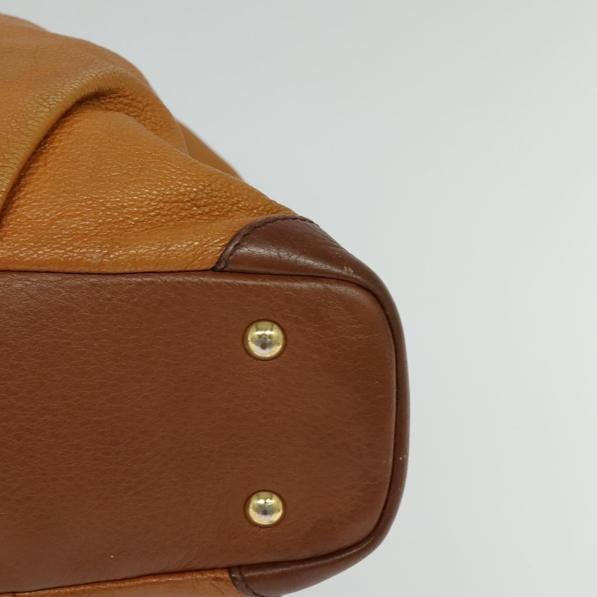 MCM Hand Bag Leather 2way Brown Gold Auth 129082