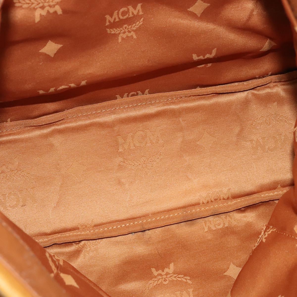 MCM Hand Bag Leather 2way Brown Gold Auth 129082