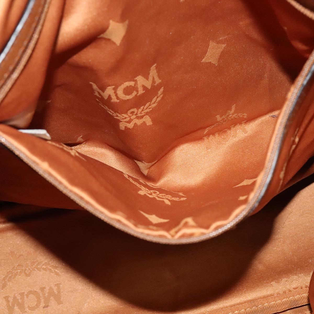 MCM Hand Bag Leather 2way Brown Gold Auth 129082