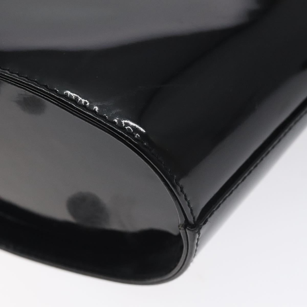 Salvatore Ferragamo Vala Hand Bag Patent leather Black Gold Auth 129105
