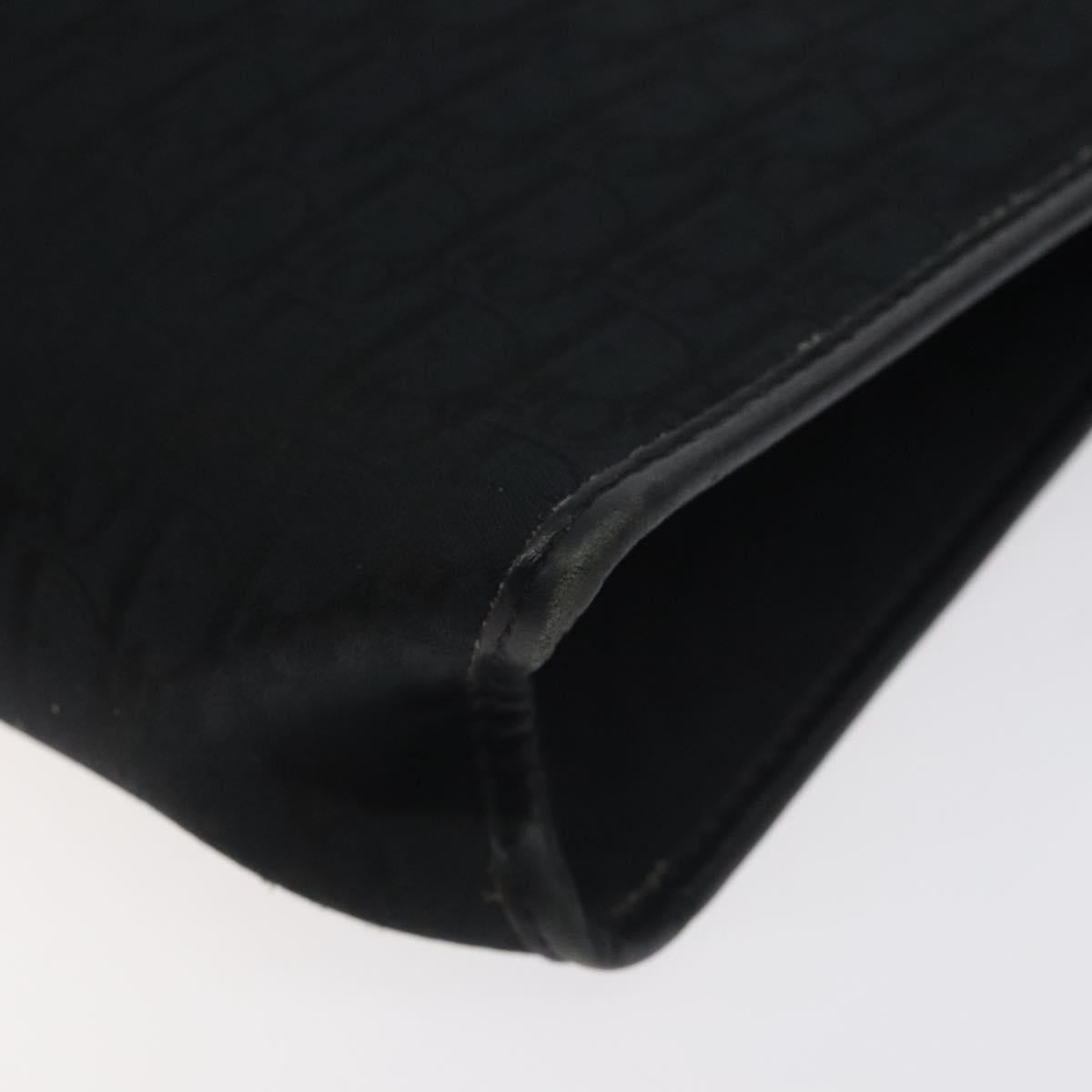 Christian Dior Trotter Canvas Clutch Bag Black Gold Auth 129106