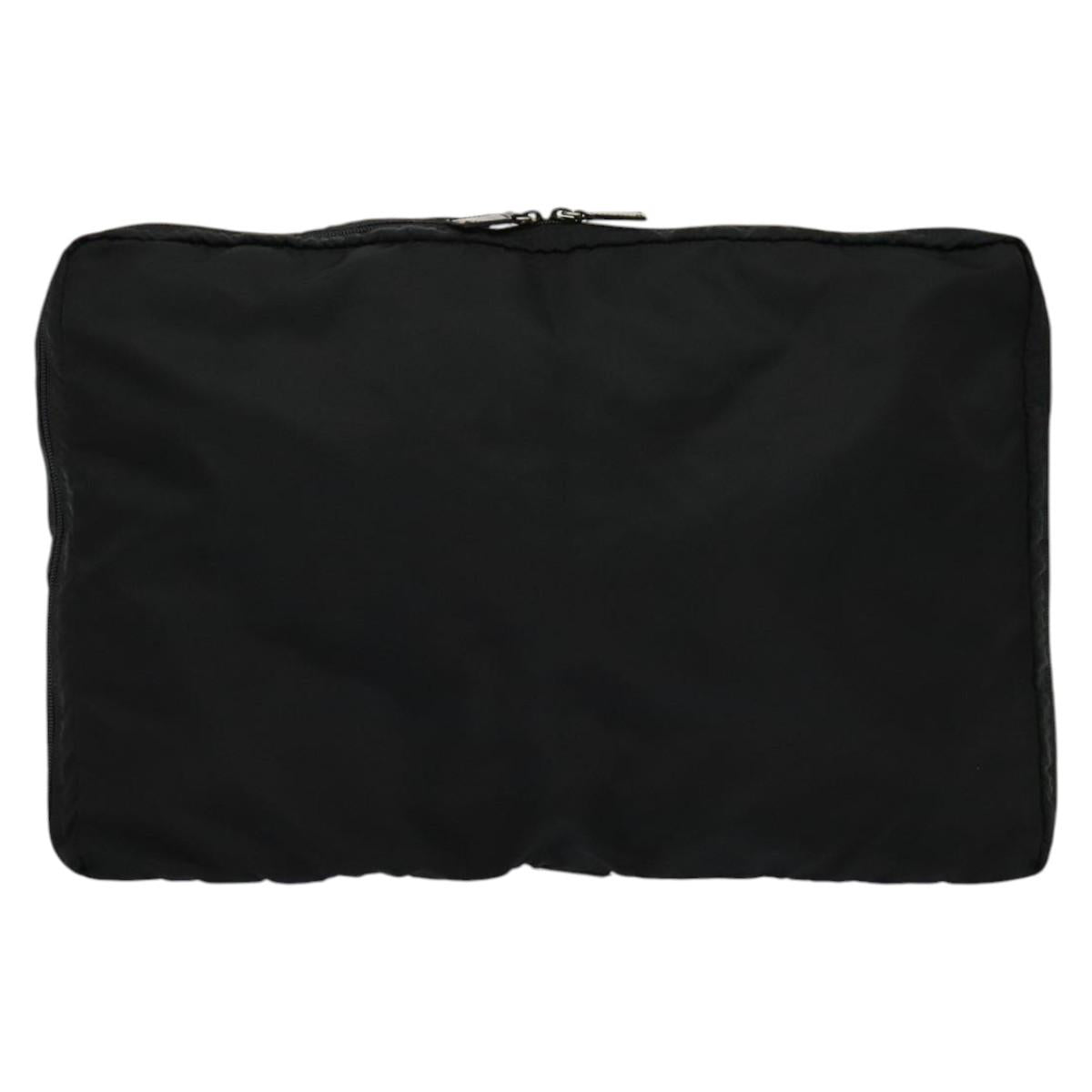 PRADA Travel Case Nylon Black Silver Auth 129117