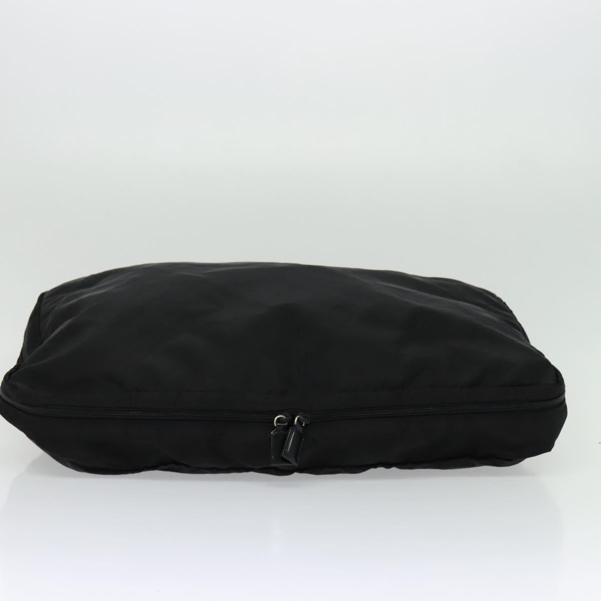 PRADA Travel Case Nylon Black Silver Auth 129117