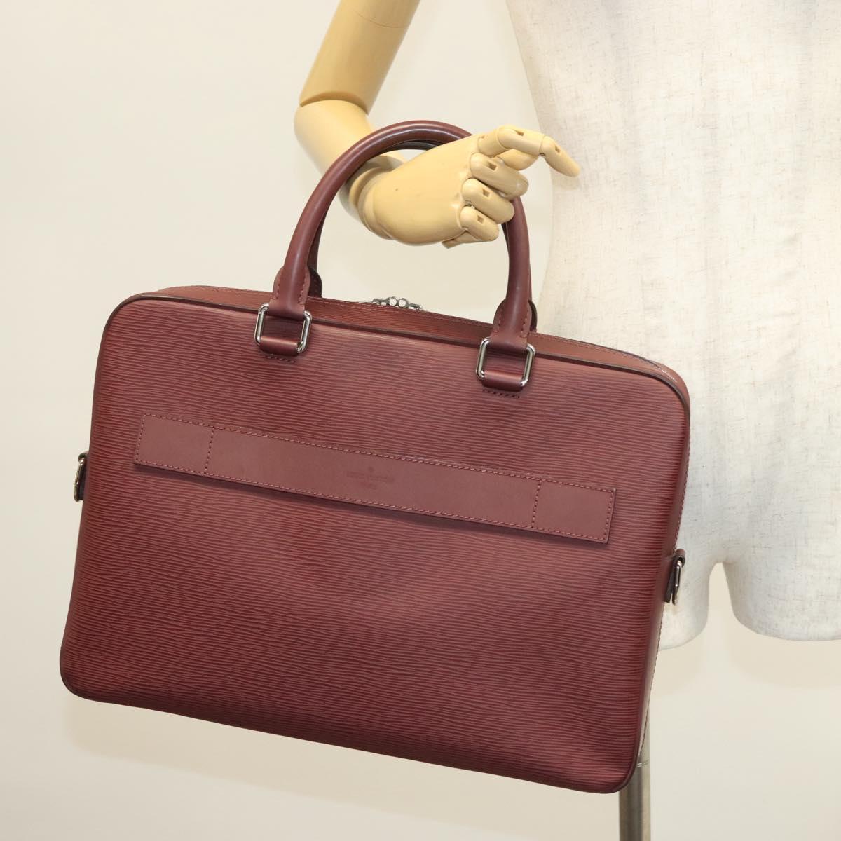 LOUIS VUITTON Epi Porte Documents Business Bag Bordeaux M54040 LV Auth 129124